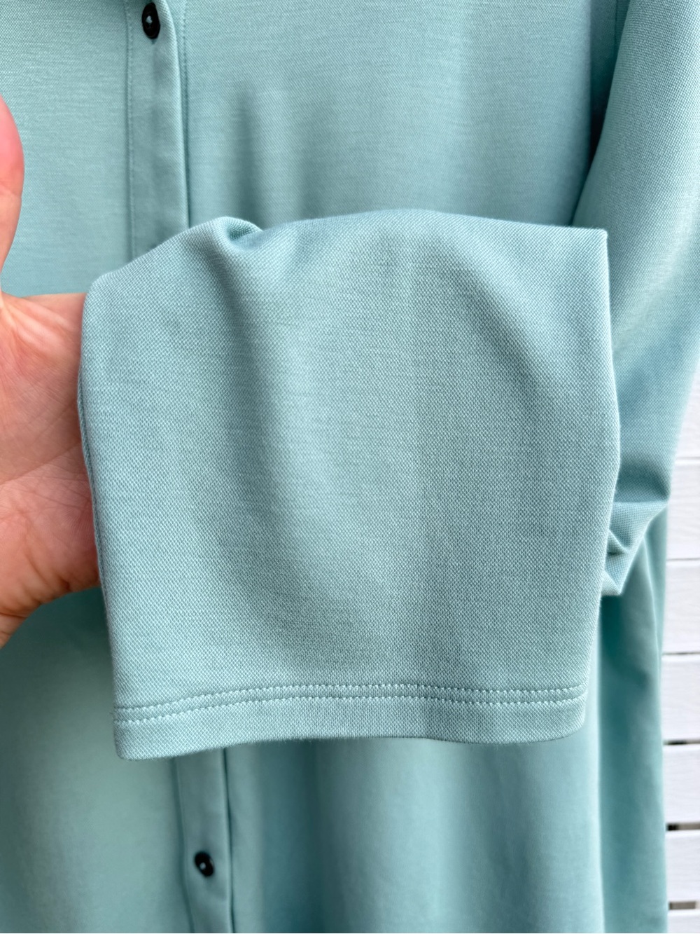 J.Jill Mint Green Knit Button Front Collared Blouse XL Soft Stretch Top - Picture 6 of 10